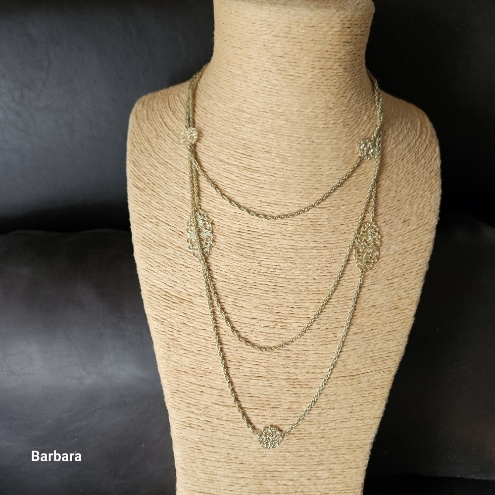 Vintage JNY Gold-tone 3-Strand Chain Necklace